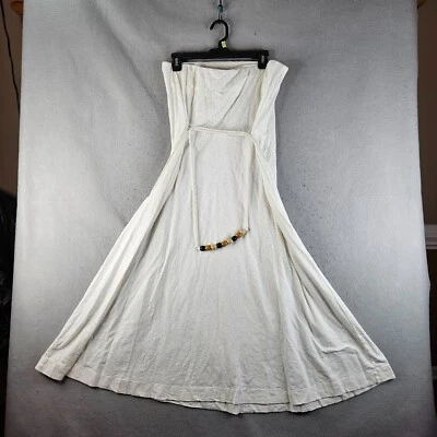 Vestido de praia Free People FP feminino cobertura de natação médio branco boho cinto frisado - Imagem 1 de 4