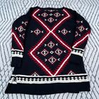 Lauren Ralph Lauren Sweater Women Medium Black Red Knit Aztec Tribal Southwest Z