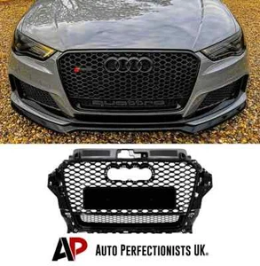 Audi RS3 Style A3 S3 8V Front Main Grille Gloss Black Honeycomb Mesh Grill 13-16 - Picture 1 of 4