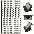 Black & White Stripes & Patterns Universal Folio Leather Case For Lenovo Tablets