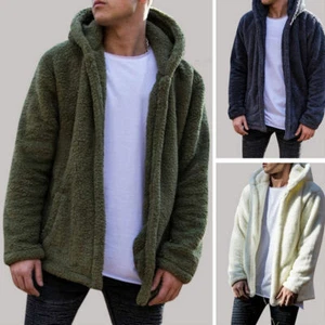 Sudaderas Con Capucha Grueso Cálido Para Hombres Chaqueta De Piel Lana Invierno - Imagen 1 de 9