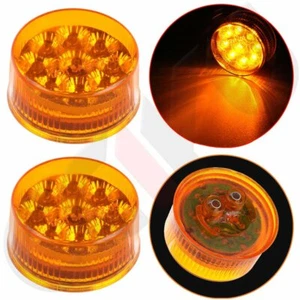 2x 2 inch 9 LED Amber Round Side Fender Marker trailer Lights signal tail turn - Picture 1 of 6