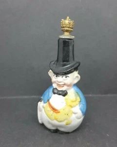 HEINZ Crown Top Porzellan Duftflakon OTTO Mann mit Zylinder & Schwänzen um 1920 - Bild 1 von 9