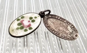 Vintage St. Joseph & Lady of Mt. Carmel Sterling Emaille Rose Schiebeanhänger 0,75" - Bild 1 von 4