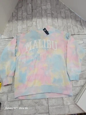 Hollister Sudadera Mujer Pequeña Rosa Tie Dye Malibú Suéter Salón Universitario NUEVO Foto 1 de 4