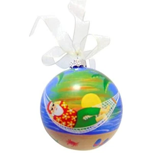 Beach Santa Claus Christmas Ball Ornament Key West Tree Decoration Hand Painted - Picture 1 of 5