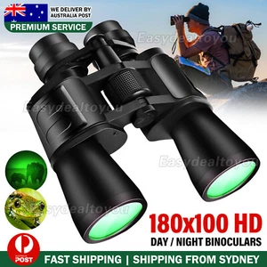 180X100 Military Zoom Powerful Binoculars Day/Low Night Optics Hunting with Case - Picture 1 of 9