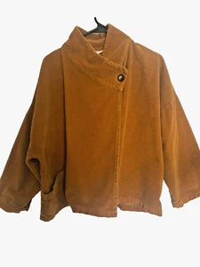 Bryn Walker Yellow Gold Waffle Knit Boxy Shirt Jacket with Pocket Size L - Picture 1 of 4