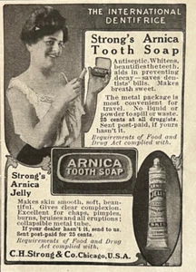 Vintage Druck Werbung Zahnpasta Arnika Zahnseife Zahnkunst CH Strong Chicago 1907 - Bild 1 von 2