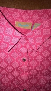 Wrangler Girls Long Sleeve Western Shirt Blingy Crystal Pink Snap Rodeo Show XXL - Picture 1 of 8