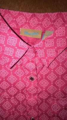 牧马人女孩长袖西部衬衫闪亮水晶粉红色 Snap Rodeo Show XXL — 第 1/4 张图片