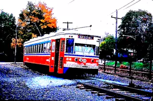 CARRELLO ORIGINALE KODACHROME SLIDE SEPTA #84 DREXEL BROOK, PA OTTOBRE 1980 - Foto 1 di 1