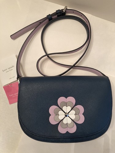 Kate Spade Reiley Spade nuova con etichette: trifoglio trifoglio a 4 foglie. Borsa a tracolla blu benzina