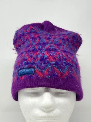 COLUMBIA Women S Beanie Wool Hat Purple Snowboard Ski Winter Mom Cap Canada Made - Image 1 of 4