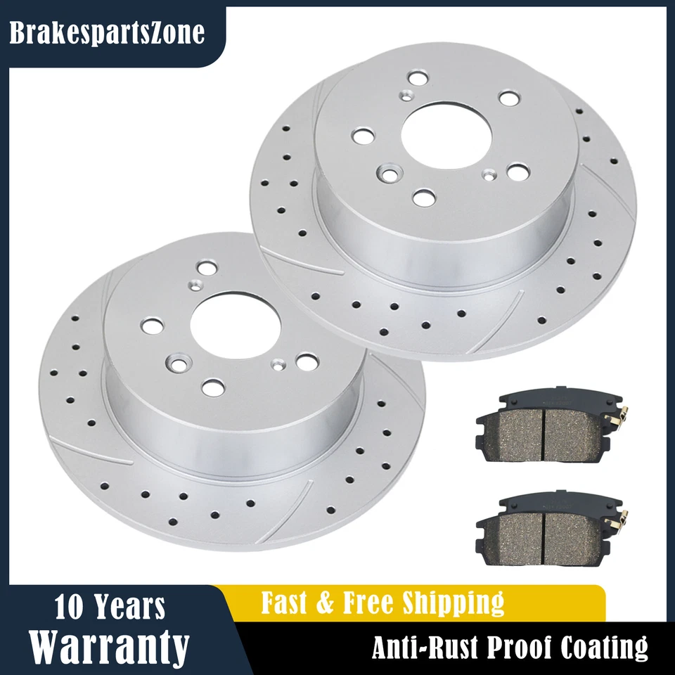 284mm Rear Brake Rotors Pads fit for Hyundai Sonata Kia Optima 2011-2015 Drilled - Image 1 of 4
