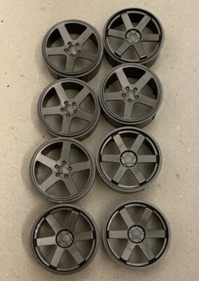HPI 1/18 Micro RS4 2 Sets Black Wheel Set Vintage RC Car Wheels Brand New - Image 1 of 2