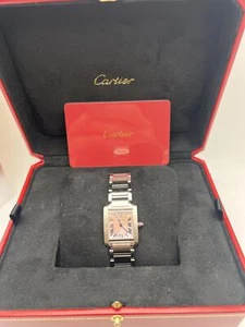 Cartier Tank Francaise Small 20mm W51028Q3 Pink Mother Of Pearl Dial Box Papers - Picture 1 of 8