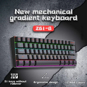 ZSUS Z61-B USB Gaming Mechanical Mini Keyboard, Red Switch, RGB Backlit, 61 Keys - Picture 1 of 8