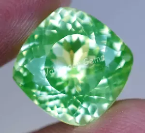 10.20 Ct Natural Green Peridot Cushion Shape VVS Pak Gemstone AGL Certified - Picture 1 of 7