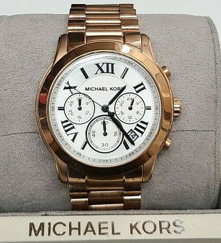 Orologio Donna Michael Kors Cronografo Tono Oro Rosa Quadrante Bianco Cooper MK5929