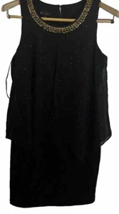 L Bcx Dress Black Crew Neck Sleeveless Cocktail Polyester/Spandex Lining - Picture 1 of 8