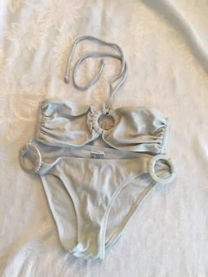 Astor Cream Metalic Bando Bathing Suit Bikini size xsmall - Image 1 of 4