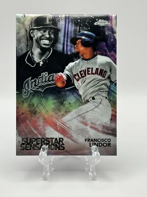 Francisco Lindor 2018 Topps Chrome Refractor Insert #SS-8 Superstar Sensations - Image 1 of 2
