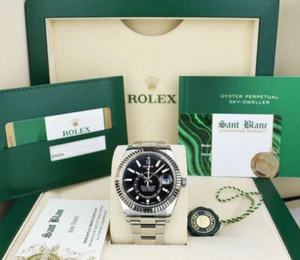ROLEX - 18kt White Gold & SS Sky Dweller Black Dial w/ CARD 326934 - SANT BLANC - Picture 1 of 9