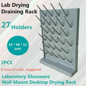 Cristalería de montaje en estante de secado de laboratorio para pared/colgar 2 piezas suministros de laboratorio seco 27 clavijas - Imagen 1 de 8