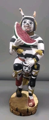 美洲原住民霍皮·卡奇纳猪背小丑带西瓜 6 英寸高 — 第 1/4 张图片