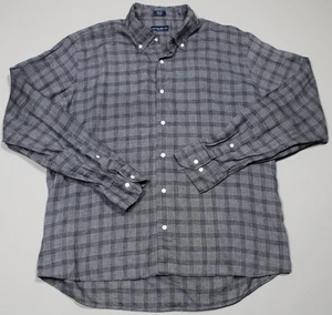 Peter Millar Shirt Mens Extra Large Gray Plaid Linen Button Down Long Sleeve - Picture 1 of 6