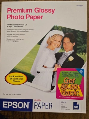 Epson Photo Paper PREMIUM GLOSSY (8.5x11 Inches, 50 Sheets) (S041667) , - Image 1 of 2