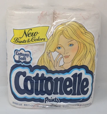 Paquete de papel higiénico vintage 1977 Cottonelle color rosa estampado concha marina Scott años 70 Foto 1 de 4