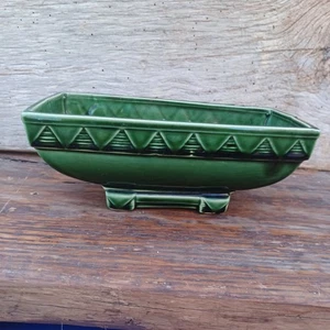 Vintage grün glänzend Keramik Sukkulenten Indoor Blumenübertopf USA - Bild 1 von 15