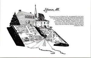 Postcard IL St. Clair County Lebanon Artist Dona Monroe Multiview 1960s V151 - Picture 1 of 2