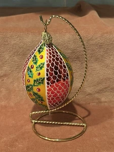 Vintage Christopher Radko Fantasia Stechpalmenblatt Glas Ornament und Halter - selten - Bild 1 von 10