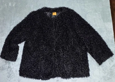 Ruby Rd. Women's Black Faux Fur Fuzzy Cozy Black Jacket Size 2x - Image 1 of 4