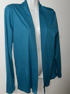 LL Bean Cardigan Size XS Teal Supima Cotton Open Front Pockets Casual - Picture 1 of 9