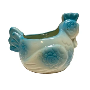 Henny Penny Pollo Succulenta Fioriera Statuina Ceramica Dipinta a Mano Folkart Ottime Condizioni - Foto 1 di 10