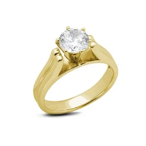 0.57ct E SI1 Round Natural Diamond Yellow Gold Solitaire Engagement Ring - Picture 1 of 4