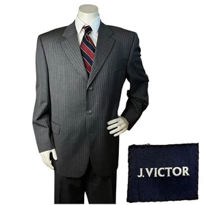 Jack Victor "Von" Herren 2tlg Anzug 46R W40xL30 grau gestreift Wolle Made in Canada - Bild 1 von 18
