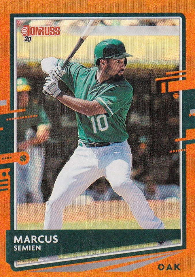 2020 DONRUSS ORANGE HOLO MARCUS SEMIEN OAKLAND ATHLETICS PARALLELS - P195 - Image 1 of 2