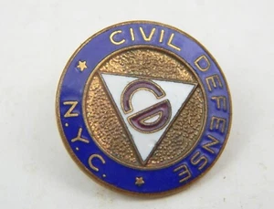 5L Vintage Guerra Guerra Fredda Protezione Civile New York City NYC Pinback Metallo - Foto 1 di 2