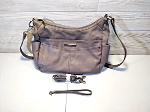 Rossetti Women’s Purse Leather Gray Shoulder Strap Lots Of Pockets RN73277 - Picture 1 of 11