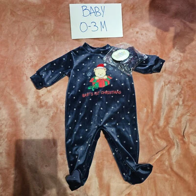 Novo Baby 0-3M Primeiro Natal Vintage Sleep N Play Conjunto de Chapéu e Dormitório com Pés Novo com etiquetas - Imagem 1 de 4