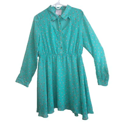 Vestido ligero de manga larga con botones con cuello recortado - Talla grande - WCdr083 Foto 1 de 4