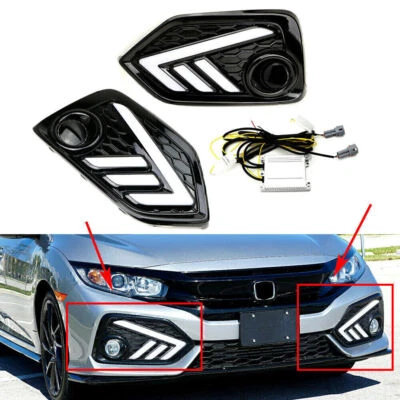 LED Daytime Running Turn Signal Light Lamps For Honda Civic 2017-2021 2018 GZ - Image 1 of 4