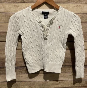 Ralph Lauren Girls Cable Knit Cardigan Sweater Size: Small 7 - Picture 1 of 5