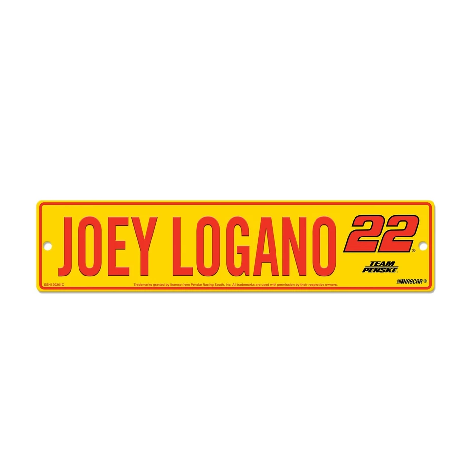 Letrero amarillo Joey Logano #22 4" x 17" plástico Foto 1 de 1
