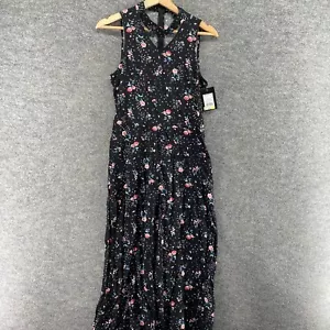 New Art Class Jumpsuit Girls XL Black Floral V-Neck Sleeveless Zipper Straight - Picture 1 of 6